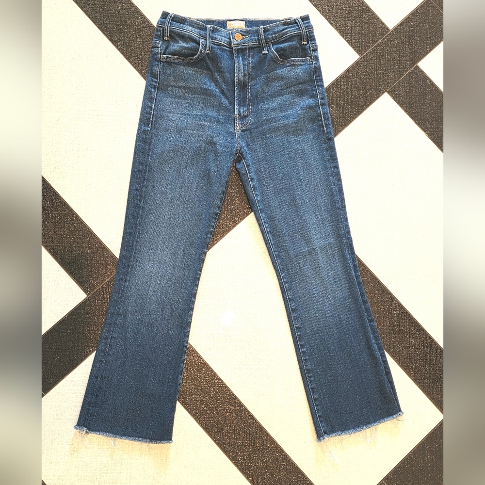 Mother The Hustler Crop Flare Raw Hem High Waist Size 27